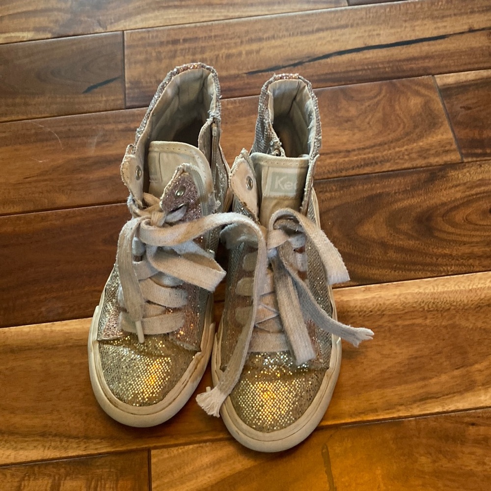 Sparkly pink and silver ked high top shoes.  Great soles.  Size 12.